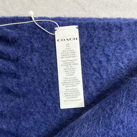 Coach CU815 Muffler with Rubber Patch in Navy, Alpaca+Polyamide - Picture 2 of 5